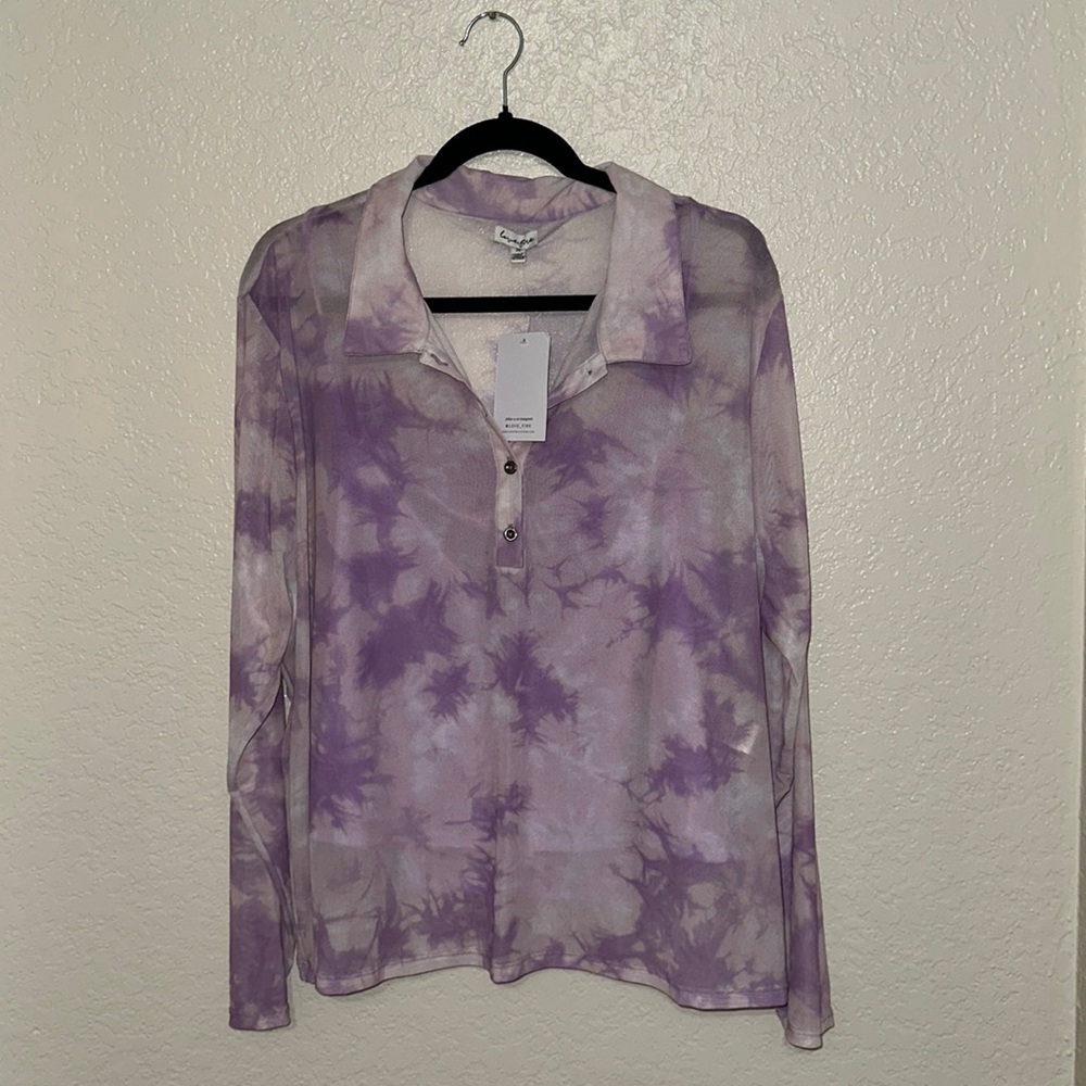 New with tags purple sheer tie-dye.